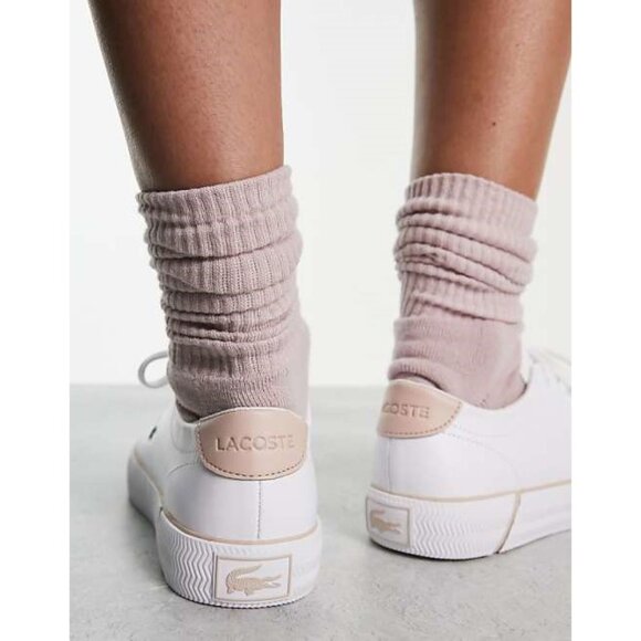 Lacoste Sz. 10 White/Pink Gripshot Leather Low Profile Sneakers Preppy - Picture 4 of 16